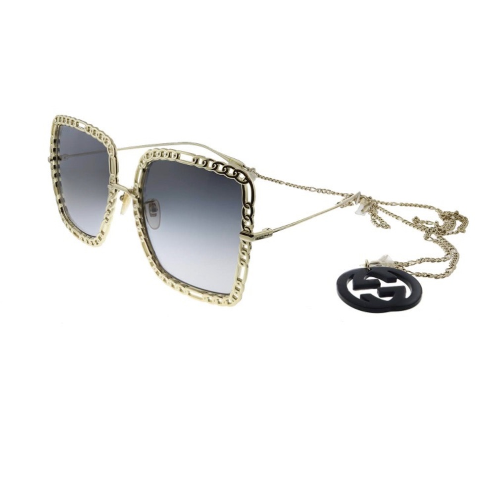 Gucci GG Oversized Chainlink glasses with detachable GG interlocking necklace.